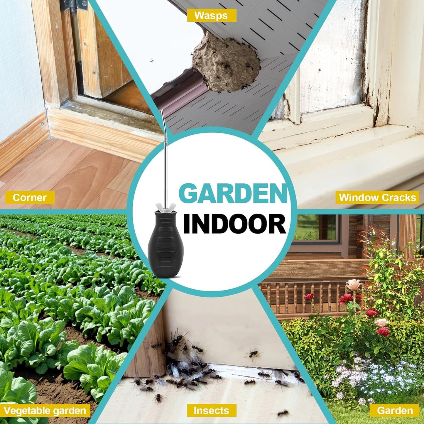 Diatomaceous Earth Powder Duster, Extendable Long Tubes from 5'' to 22'', Garden and Indoor, Large Bulb Handheld Insect Treatment Spreader Applicator, Puffer, Spray Bottle