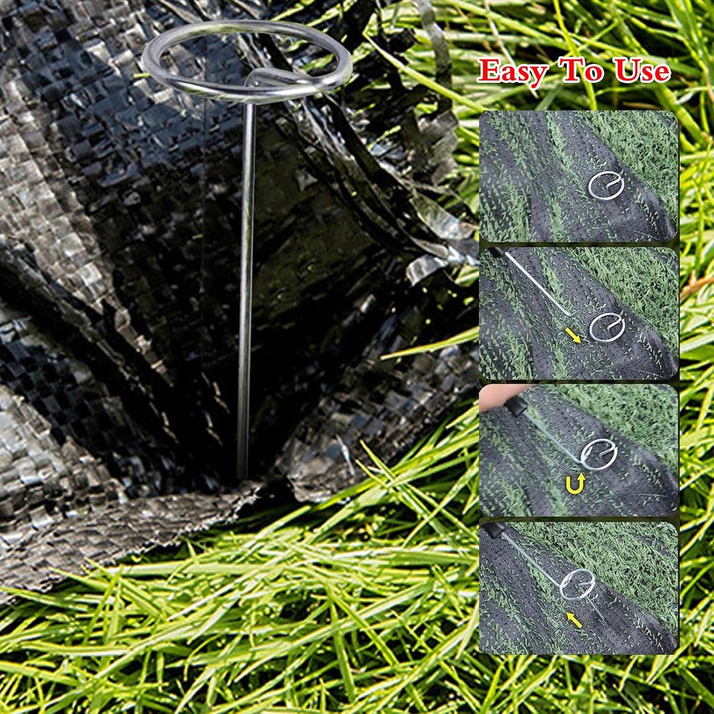 100Pcs Circle Top Landscape Staples, 6 Inch Garden Stake 8 Gauge Galvanized Landscape Fabric Stakes, Heavy Duty Yard Ground Pins for Outdoor Gardening Weed Barrier Sod Fabric - Silver