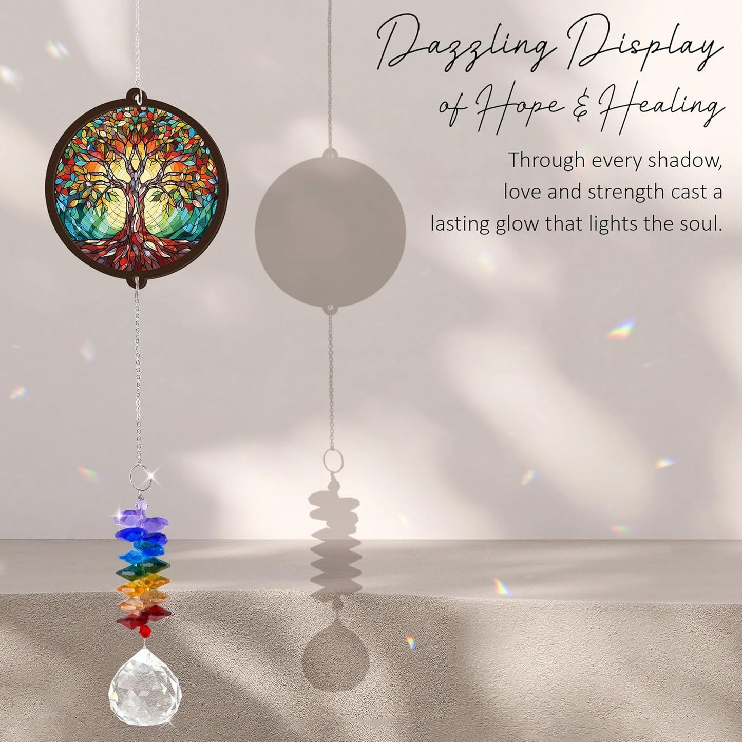 Memorial Suncatcher - Tree of Life Ornament - Sympathy Gift for Loss of Loved One - Bereavement Gifts - Condolence Gift - Memorial Rainbow Maker - Remembrance Ornament - Funeral Keepsake