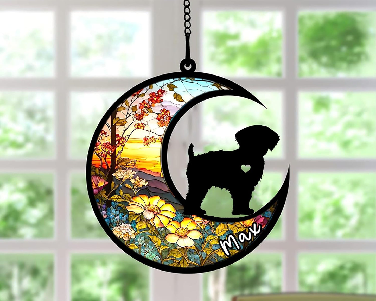 Personalized Dog Memorial, Custom Name Yorkipoo Dog Christmas Ornament with Name, Custom Breeds, Pet Loss Light Catcher, Gifts for Lovers Loss of Pet Sympathy on Mothers Day Christmas