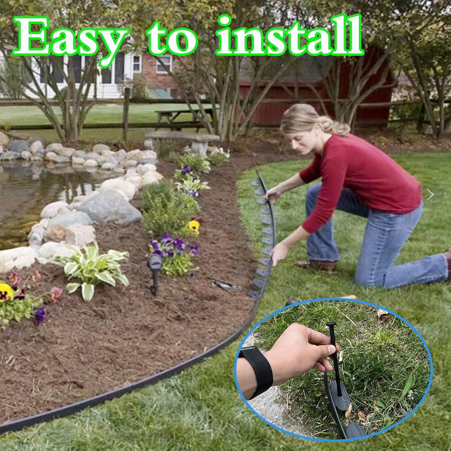 Landscape Spikes 50 Pack,8 Inch Spiral Plastic Garden Landscape Anchoring Spikes for Paver Edging, Weed Barrier, Artificial Turf