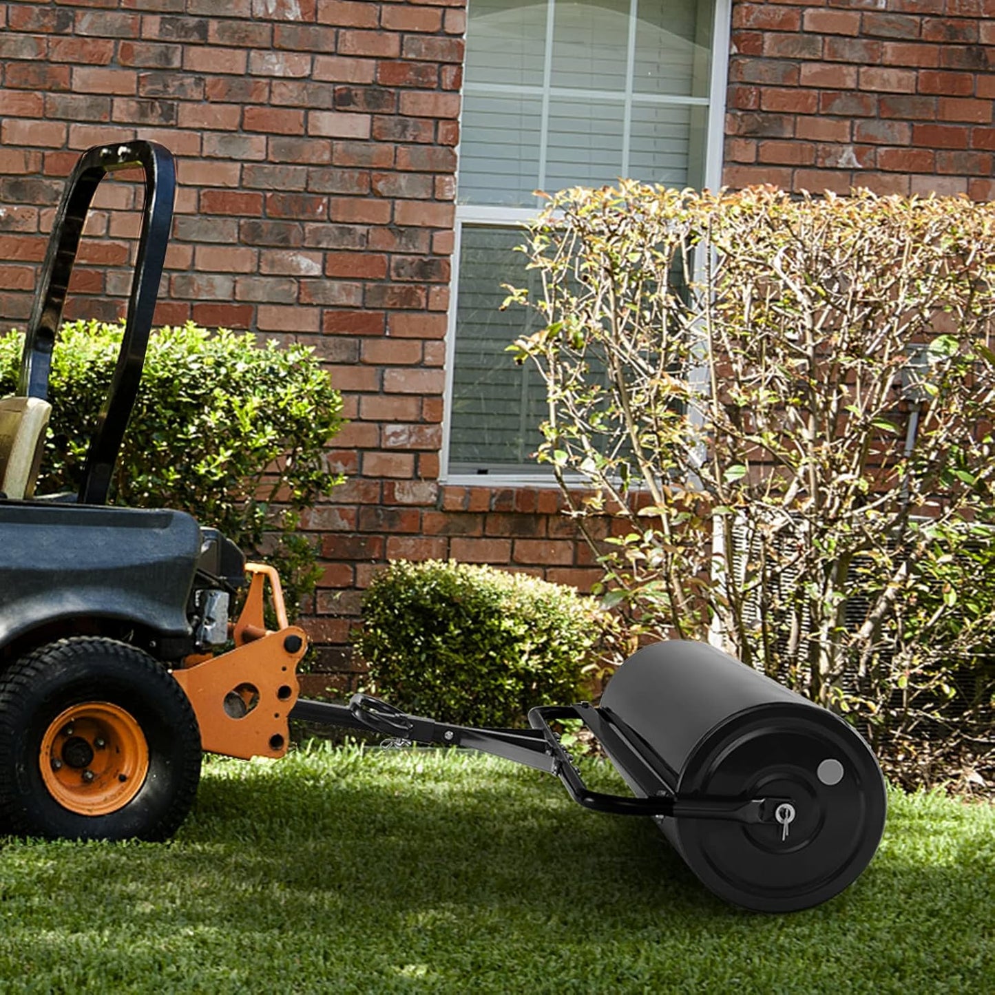IRONMAX Lawn Roller, 30 Gallons/113 L Manual & Tow-Behind Steel Sod Roller w/Push Pull Handle, Lawn Rollers Tow Behind Water Filled for Yard, Park, Garden, Ball Field (30 Gallons, Black)