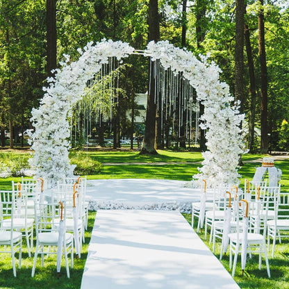 Garden Arch with Planter Metal Garden Arbor with Gate, Arch Trellis for Climbing Plants Rose, Wedding Archway Pergola for Lawn Patio Bridal Party Decoration