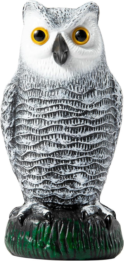 OFFO Bird Scare Devices Plastic Owl Scarecrow for Halloween Decorations Outdoor Garden, Yard, Pool Decoration, 8.3 in Height, Snow Owl