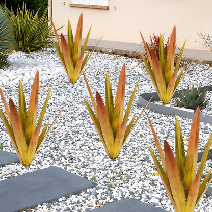 EROCK 2 Pcs Tequila Rustic Sculpture, Wind Resistant Metal Agave Plant Outdoor Home Decor, DIY Rustic Hand Painted Metal Agave Garden Art Plant Country Sculpture Statue Patio Stake Lawn Ornament Gift