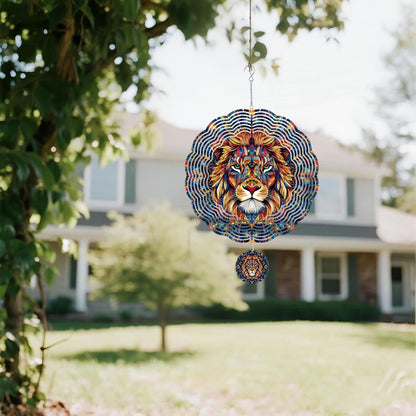 Wind Spinners Outdoor, Vintage Indian Lion 3D Stainless Steel Wind Sculpture Spinner for Garden Outside Hanging Decor Mother's Day Christmas Birthday Gifts for Women Men Mom Nana 7.8 in