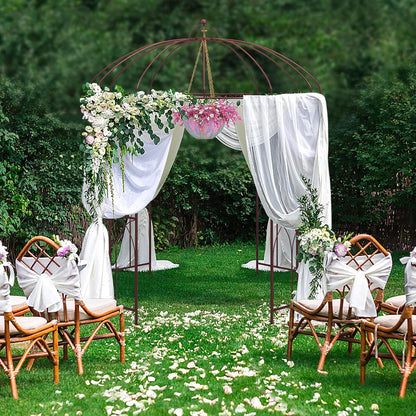 Giantex Birdcage Shape Garden Arbor, 8.4ft High x 7ft Wide, Metal Gazebo Arch Pergola Pavilion for Climbing Plants Party Wedding Ceremony Decor Outdoor, 16 Ground Stakes, Easy Assembly (Bronze)