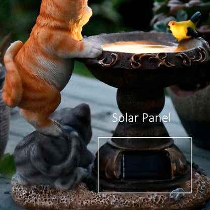 Solar Cat Garden Figurines Outdoor Decor Statue with LED Lights for Patio Balcony Yard Lawn Housewarming Gift for Garden Mom Grandma (Multicolor)