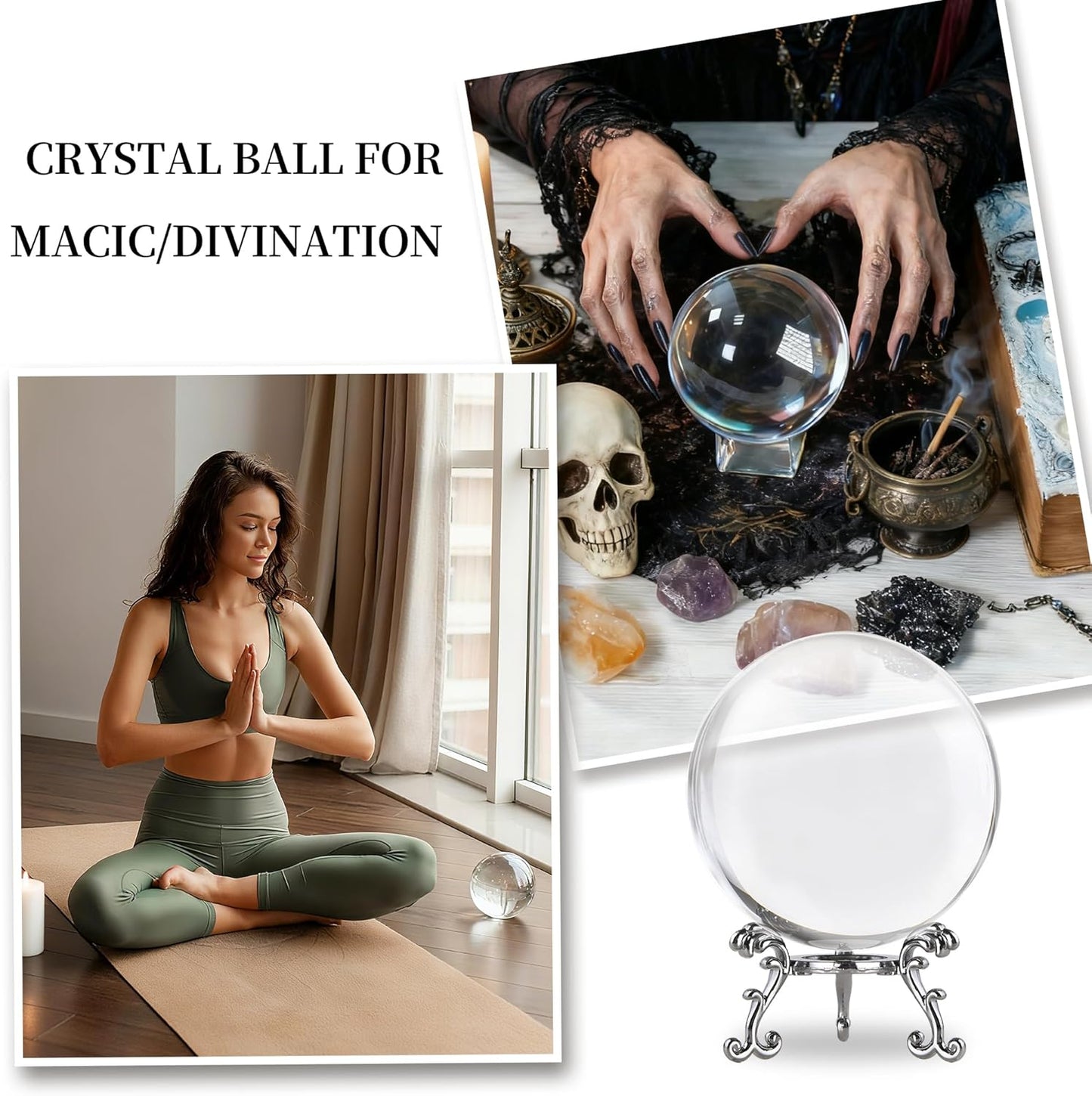 80mm Clear Crystal Ball with Stand, Photography Lensball Prop for Magical Shots, Optical Glass Sphere Decorative Balls Gifts for Meditation Divination