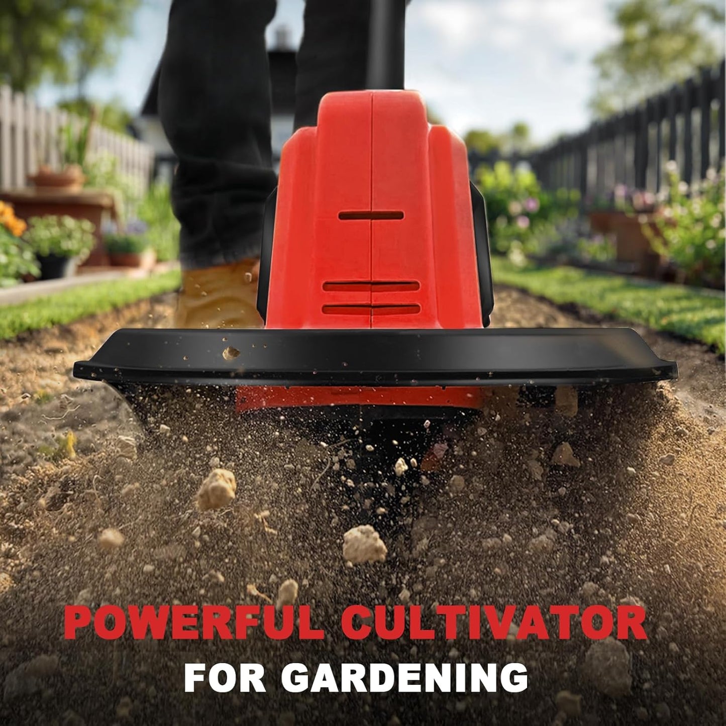 MaxMore Cordless Tiller Cultivator Compatible with Milwaukee 18V Battery (Tool Only), Electric Garden Rototiller with 48 Steel Tines, 270RPM, 8.7" Tilling Width, 6.3" Depth for Gardening, Soil Turning
