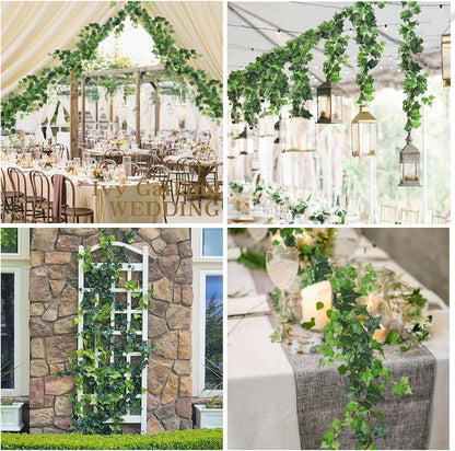 RECUTMS 4Pcs Artificial Ivy Garland Hanging Vine Leaves Fake Silk Greenery Plants for Boho Decor Home Wall Party Wedding Bedroom Decoration UV Resistant 74.8in