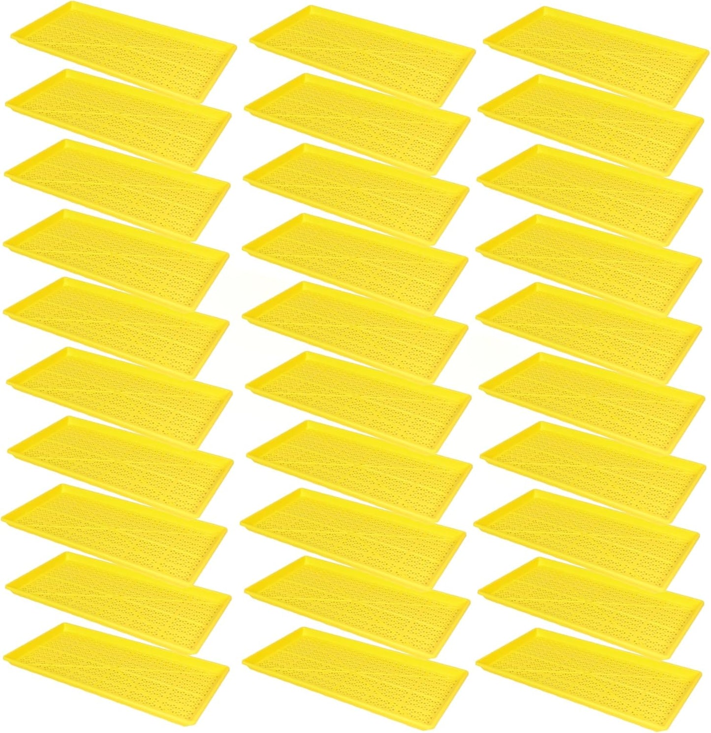 SUNPACK 10" x 20" Heavy Duty Mesh Plastic Seed Starting Tray, Yellow, 1" (Pack of 30) - Ensures Water Drainage and Aeration, Perfect for Greenhouses or Indoor Gardening