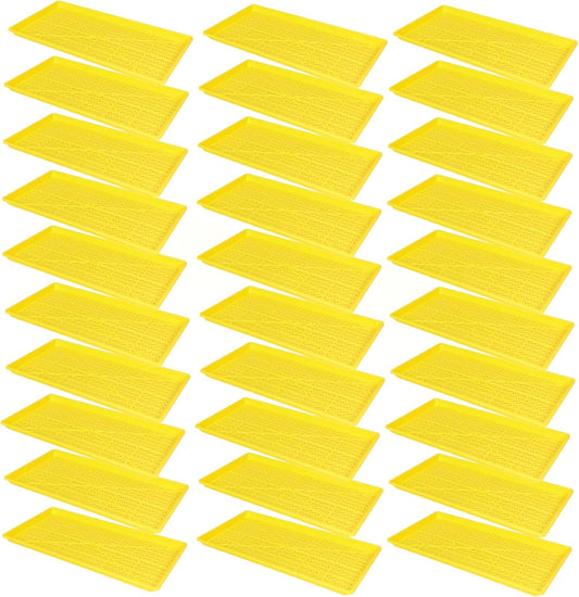 SUNPACK 10" x 20" Heavy Duty Mesh Plastic Seed Starting Tray, Yellow, 1" (Pack of 30) - Ensures Water Drainage and Aeration, Perfect for Greenhouses or Indoor Gardening