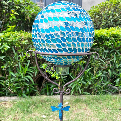 Metal Gazing Globe Stand, 30.7”H Garden Gazing Ball Stands for 10inch Gazing Balls, Vintage Dragonfly Gazing Ball Display Holder with Trident Base, Glass Ball Holder for Outdoor Yard Courtyard Lawn