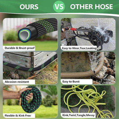 100 FT Non-Expanding Garden Hose, 2026 New Upgrated Non-Expandable Garden Water Hose - Ultra-Light