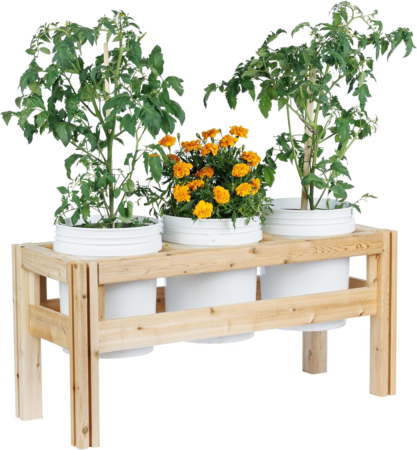 Greenes Fence Three Bucket Elevated Cedar Wood Garden Frame, 43 in. x 16 in. x 20 in. - Made in USA with North American Cedar