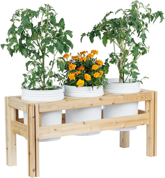 Greenes Fence Three Bucket Elevated Cedar Wood Garden Frame, 43 in. x 16 in. x 20 in. - Made in USA with North American Cedar