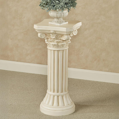 Touch of Class Corinthian Column Pedestal - Ivory Wash - Roman Style - Indoor/Outdoor Display - Small Size - 24 H, Top is 12 Inches Square, Weighs 11 lbs