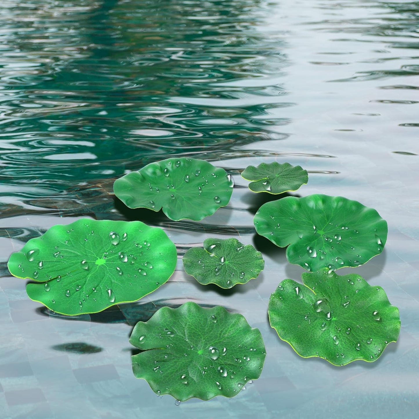 10Pcs Floating Lily Pads for Ponds - 5 Sizes Artificial Lotus Leaves, Realistic EVA Foam Decorative Pads for Pool, Fountain, Garden, Aquarium Decor
