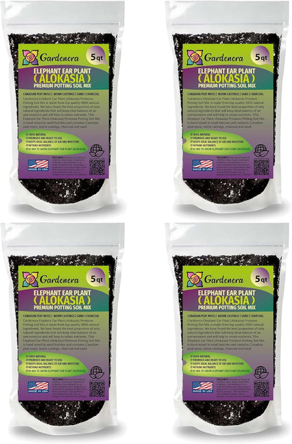 Gardenera Elephant Ear Plant Potting Mix - High-Performance Formula for Robust Growth and Striking Foliage - 20 Quart