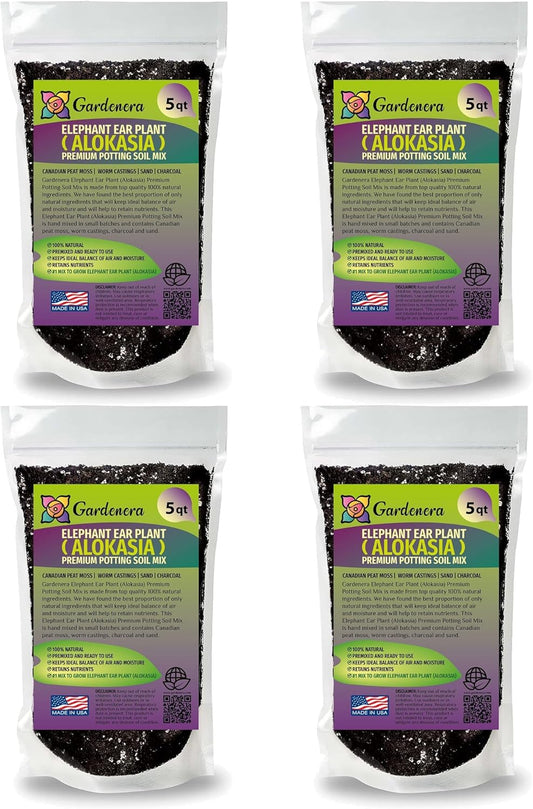 Gardenera Elephant Ear Plant Potting Mix - High-Performance Formula for Robust Growth and Striking Foliage - 20 Quart