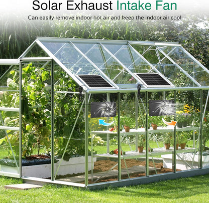 Solar Powered Fan with Timer & 15000mAh Battery, 25W Efficient Solar Exhaust Intake Fan, 3500 RPM High-Speed Waterproof Ventilation Fans for Chicken Coops, Greenhouses, Pet Houses, Sheds & Windows