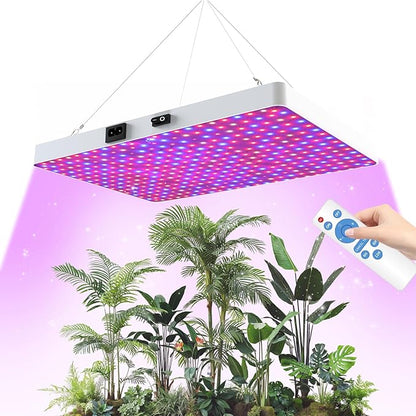 Remote Control LED Grow Light for Indoor Plants, Full Spectrum Plant Light for Indoor Growing with 3 Lighting Modes, Stepless Dimmable Hanging Grow Lights with High Yield Diodes for Seedlings Veg