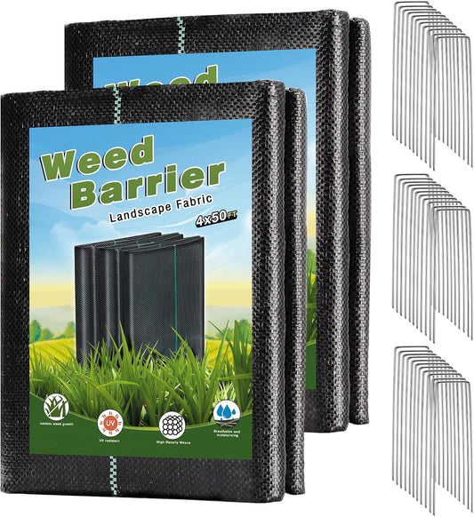 4 x 100FT Garden Weed Barrier Landscape Fabric Heavy Duty Weed Fabric Barrier Premium Garden Ground