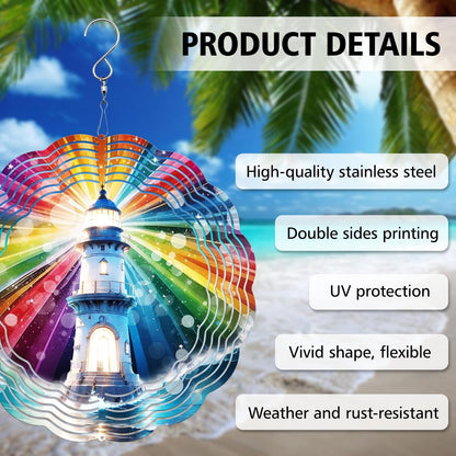 Lighthouse Wind Spinner, Lighthouse Wind Spinner Hanging for Yard and Garden, Unique Gift Wind Spinner, 3D Hanging Wind Spinner Outdoor