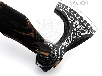 SHINY CRAFTS® Handcrafted Decorative Viking Axe with Leather-Wrapped Handle & Sheath – Engraved Blade – Ceremonial Collectible Gift for Men, Warriors, History Buffs, Cosplay & Display (VBA-06)