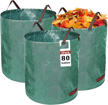 Reusable Yard Waste Bags, 3 Packs 80 Gallons Lawn and Leaf Garden Bags with Reinforced Carry Handles Heavy Duty Garden Waste Bags Camping Yard Recycling Trash Bags for Debris Leaves Grass