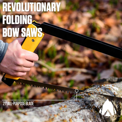 AGAWA - BOREAL21 Backwoods Kit - Includes 21" Folding Saw, Leather Sheath, 21" All-Purpose & 21" Aggressive Saw Blade - For Camping, Hunting & Survival Kit (Black Frame/Yellow Handle)