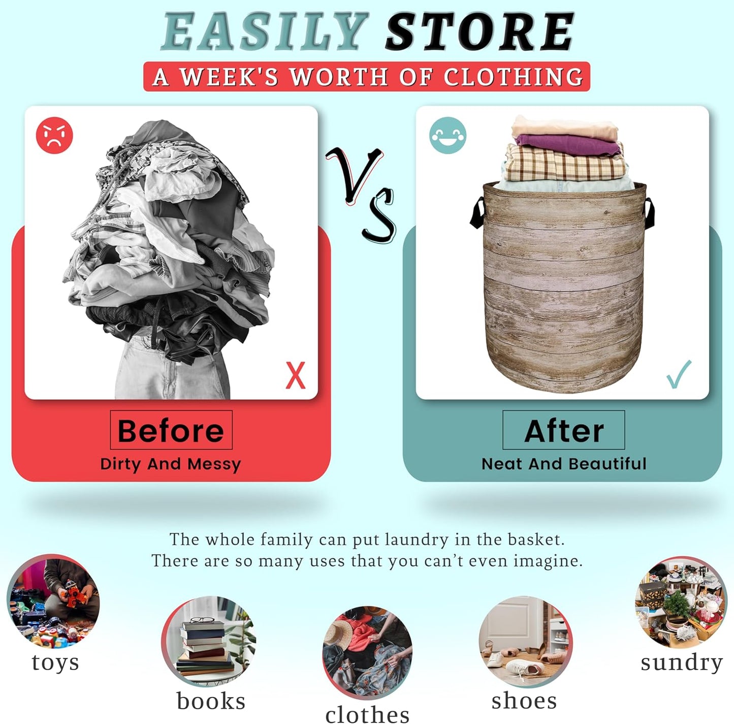 Wood Grain Laundry Basket Foldable With Handles Tree Stump Texture Tote Bag Oxford Cloth Colorful Laundry Hamper Clothes Toy Storage Bucket For Bathroom/Laundry/Bedroom 18.9" x 16.5 "