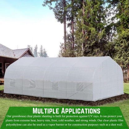Farm Plastic Supply - String Reinforced 4 Year UV Resistant 10 mil White Greenhouse Plastic Sheeting - 4 Year UV Resistant Polyethylene Greenhouse Film, Hoop House Green House Cover (40' x 100')