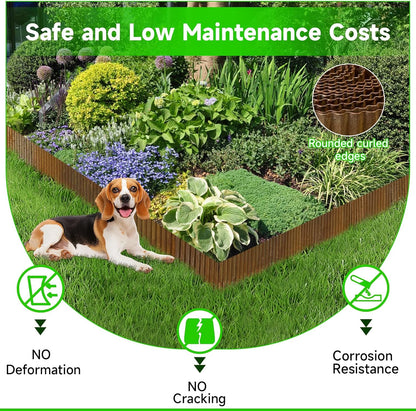 Corrugated Garden Edging,10"×20Ft Pre-Rusted Landscape Edging & Lawn Edging Border,Metal Garden Border for Flower Beds,Garden,Lawn,Raised Beds & Tree Surrounds
