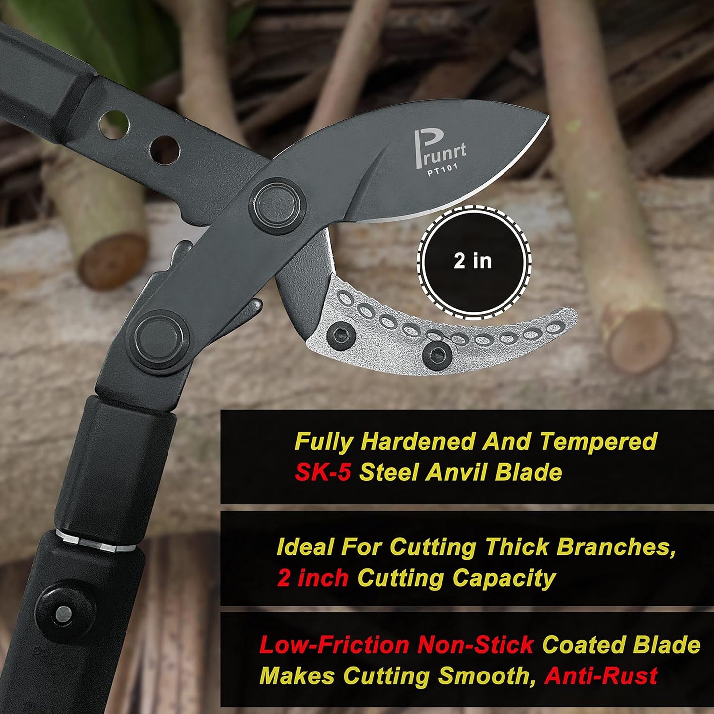 26-41 Inch Extendable Anvil Loppers, Sync Drive Power Lever Tree Trimmers, Telescopic Pruners Heavy Duty, 2 Inch Cutting Capacity