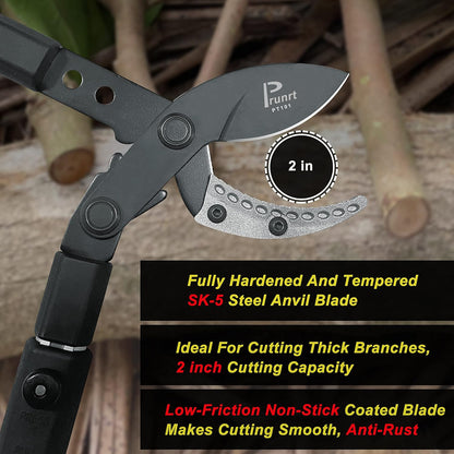 26-41 Inch Extendable Anvil Loppers, Sync Drive Power Lever Tree Trimmers, Telescopic Pruners Heavy Duty, 2 Inch Cutting Capacity