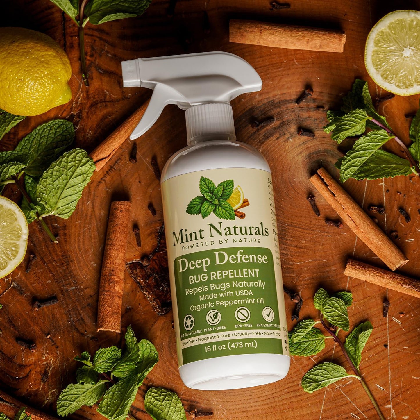 Deep Defense – Natural Bug Spray & Indoor/Outdoor Insect Repellent, Peppermint Oil Formula for Spiders, Ants, Roaches & Crawling Pests – 16oz Made in USA