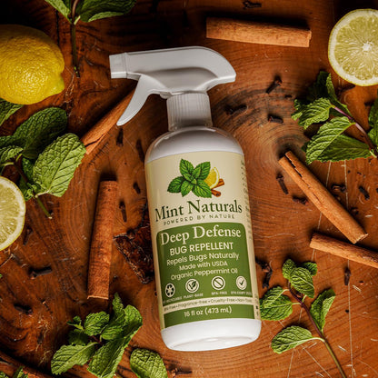 Deep Defense – Natural Bug Spray & Indoor/Outdoor Insect Repellent, Peppermint Oil Formula for Spiders, Ants, Roaches & Crawling Pests – 16oz Made in USA