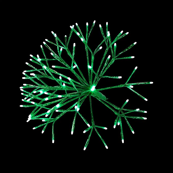 Alpine Corporation 16"H Indoor Holiday 3D Snowflake Hanging Ornament with LED Lights, Green , Christmas Decoration