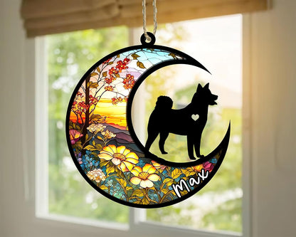 Personalized Dog Memorial, Custom Name Shiba Inu Dog Christmas Ornament with Name, Custom Breeds, Pet Loss Light Catcher, Gifts for Lovers Loss of Pet Sympathy on Mothers Day Christmas