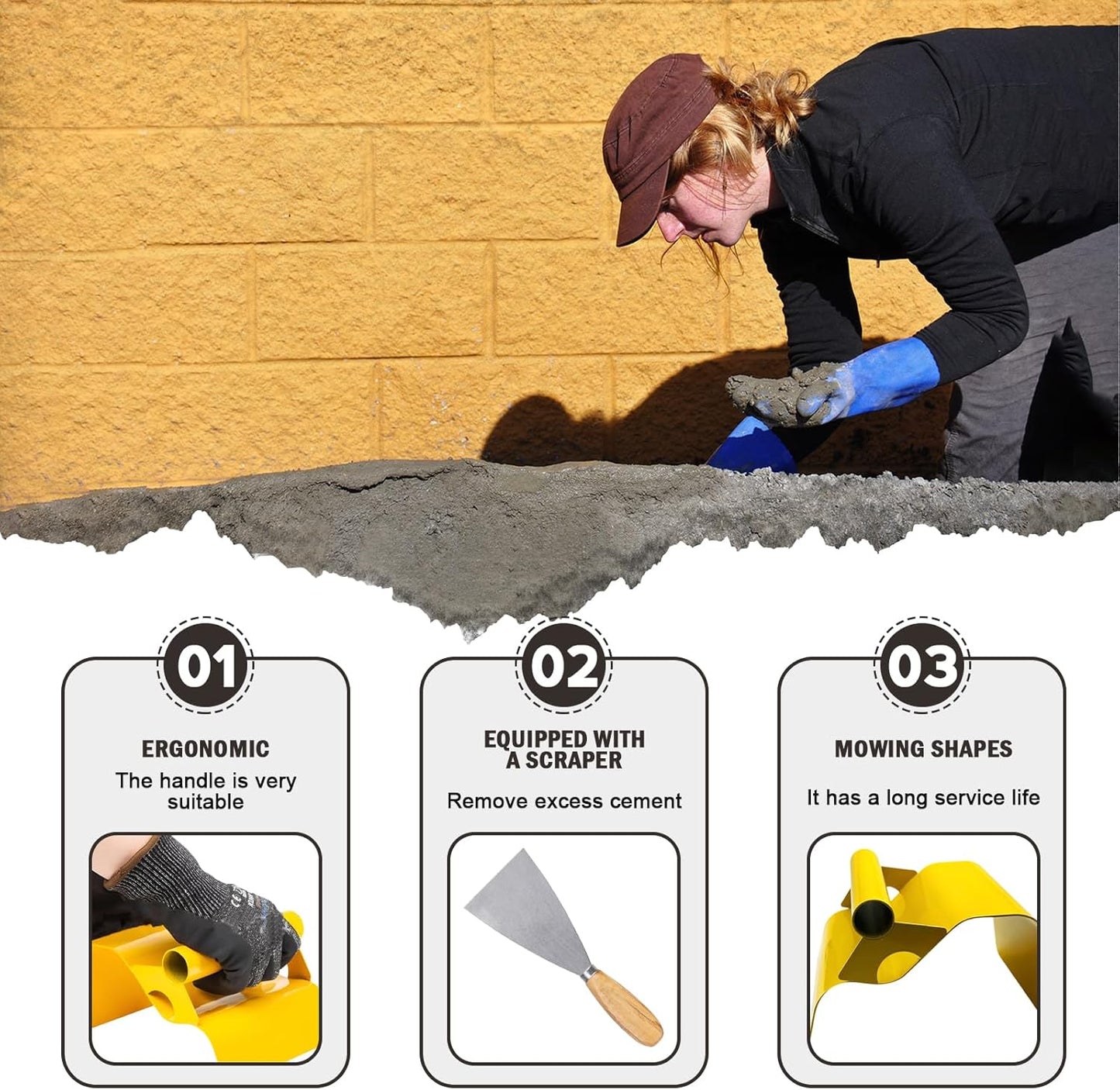 Concrete Curb Trowel Edger, Curb Tool for Concrete Edging, Concrete Curbing Trowel, Concrete Curb Hand Tool, Putty Knife