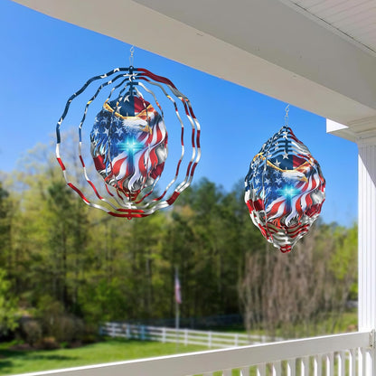 FLAGWIX American Eagle Christmas Decorations - 3D Stainless Steel Metal Wind Spinners 12 in - Christmas Eagles for Men Women Friends, Eagle Decorations for Window Outdoor Yard Garden
