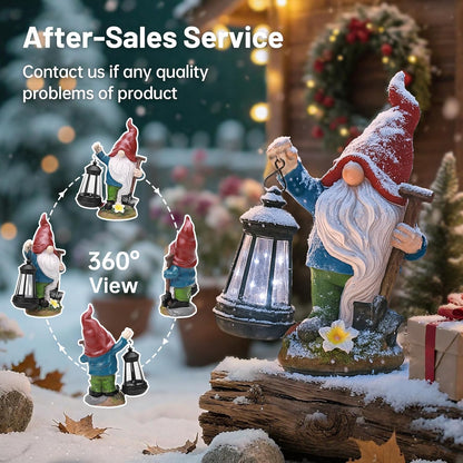 Garden Gnome Outdoor Decoration with Shovel Solar Gnomes Statue with Lantern LED Lights,Terrace Courtyard Lawn Patio Porch Decoration Mother's Day Christmas Housewarming Gift for Mom Women