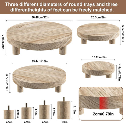 Wood Plant Stand Indoor Outdoor, 12/10/8/6" Round Wood Riser for Decor, Wooden Stool Display Stand Flower Pot Holder Small Planter Tray Modern Potter Decorative for Desktop Counter Room (Natural-4pcs)