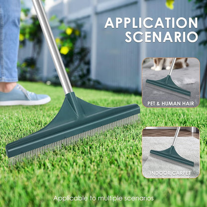 ORIENTOOLS Artificial Turf Rake, 51" Foldable Artificial Grass Rake with Adjustable Steel Handle, Lawn Broom Brush for Astroturf, Carpet Pet Hair, Grass Leaves and Debris