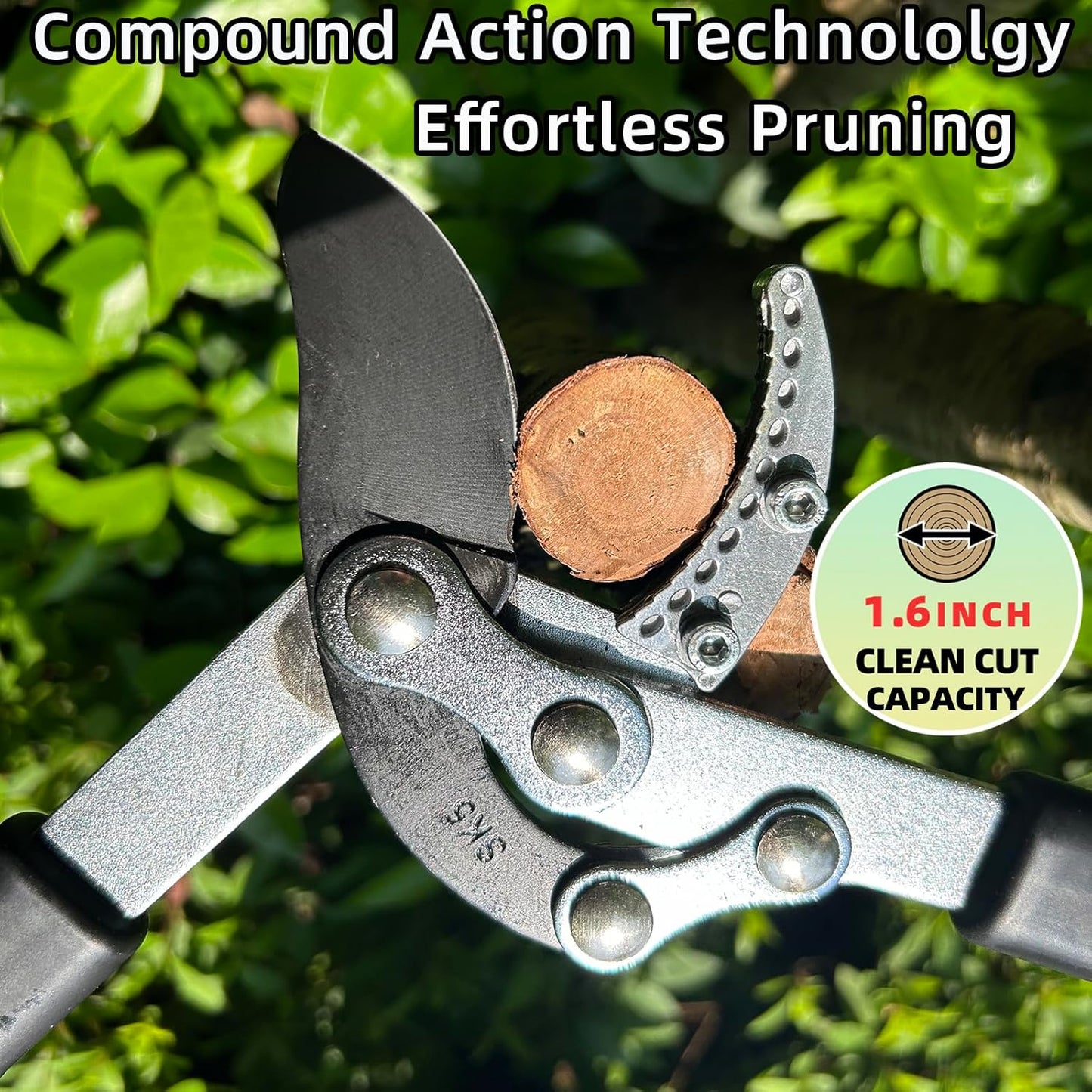 Loppers for Tree Trimming Heavy Duty Branch Cutter with Compound Action, Effortless Tree Pruner Extendable 21-26" Loppers for Gardening, Long Handle Pruning Shears with 1.6" Clean Cut Capacity