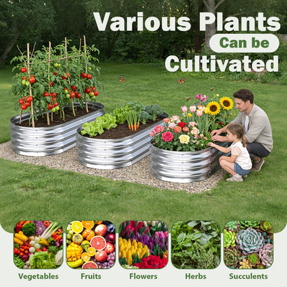 Tegarbed Galvanized Raised Garden Bed Outdoor, 4x2x1ft(2Pack) Metal Heavy Duty Planter Boxes for