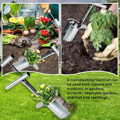 Bulb Planter Tool,new Stainless Steel plant seedling transplanter,Equipped with a foot pedal garden transplanter tool. Including plant support rods and twist ties,use for flowers fruit tree seedlings