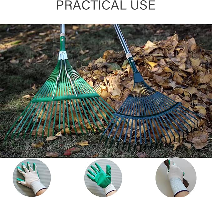 Landscape Rake,Rake Head Replacement Rakes for Lawns,Garden Rakes Head Replacements 22 Teeth Steel Fan Leaf for Lawn Yard Flowers Beds Farm Gardening,with Gloves (22.44 X 18.5 in)